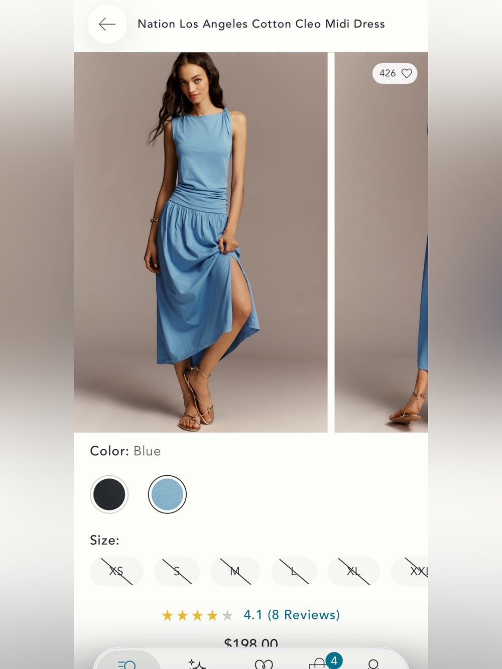 Nation LA (Anthropologie) Cleo Blue Dress size L